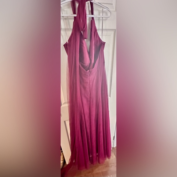 EUC Burgundy Tulle & Inside Lining Formal Dress Top Neck Tie Size 18 W - Picture 16 of 16